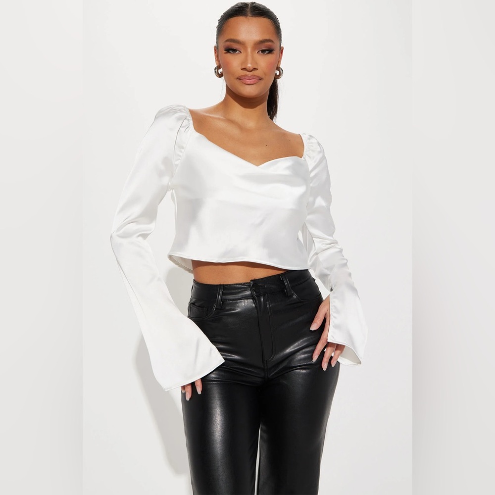 Fashion Nova White Satin Blouse